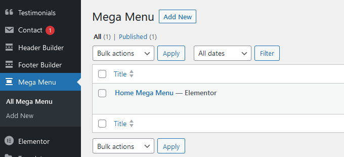Adding Mega Menu