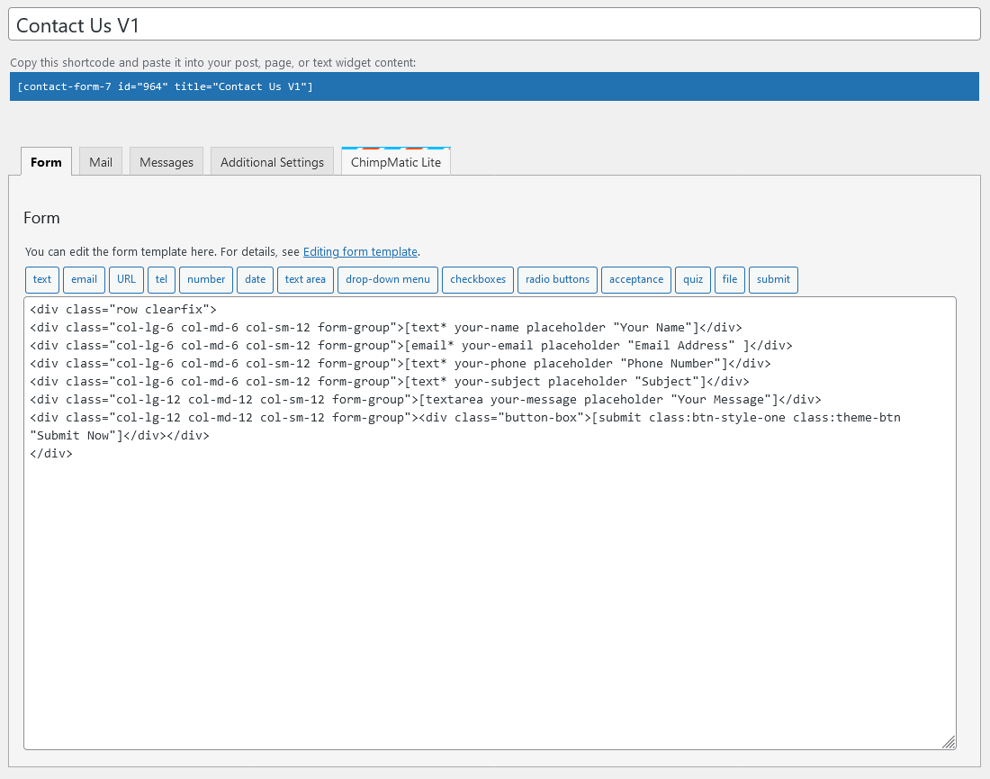 Contact Form 7 - Backend