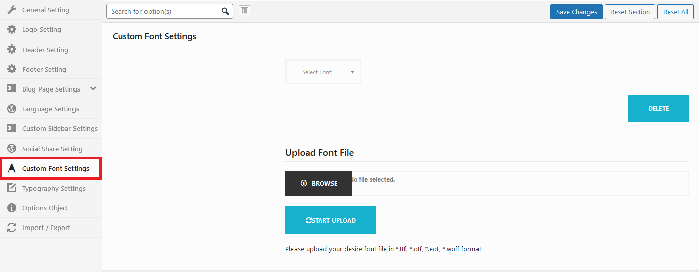 CONAT Options - Font