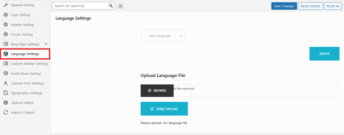 CONAT Options - Language