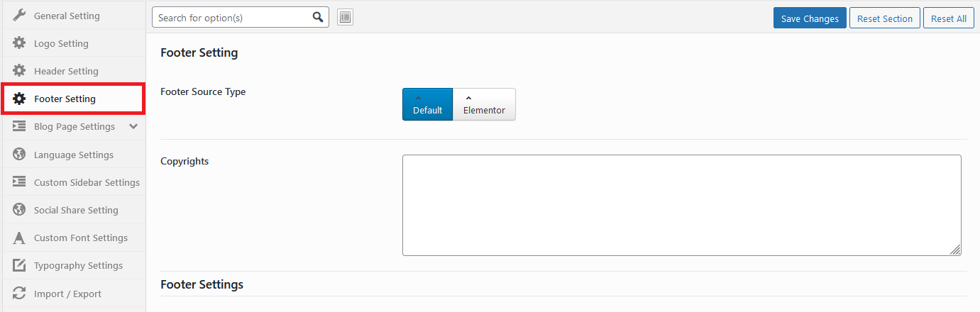 MERIT Options - Header Admin